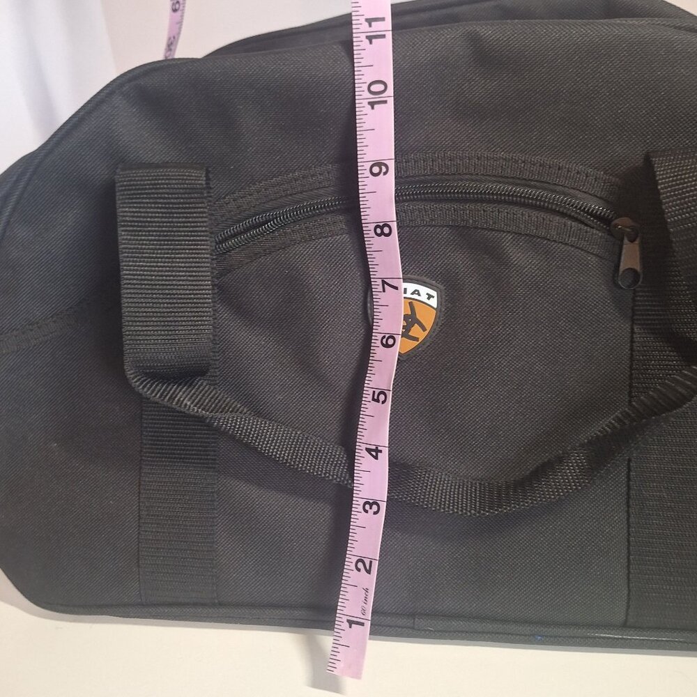 Ariat Black Polyester Duffle Bag With Zippered Pocket & Double Handles  16x10x6" - Picture 4 of 12